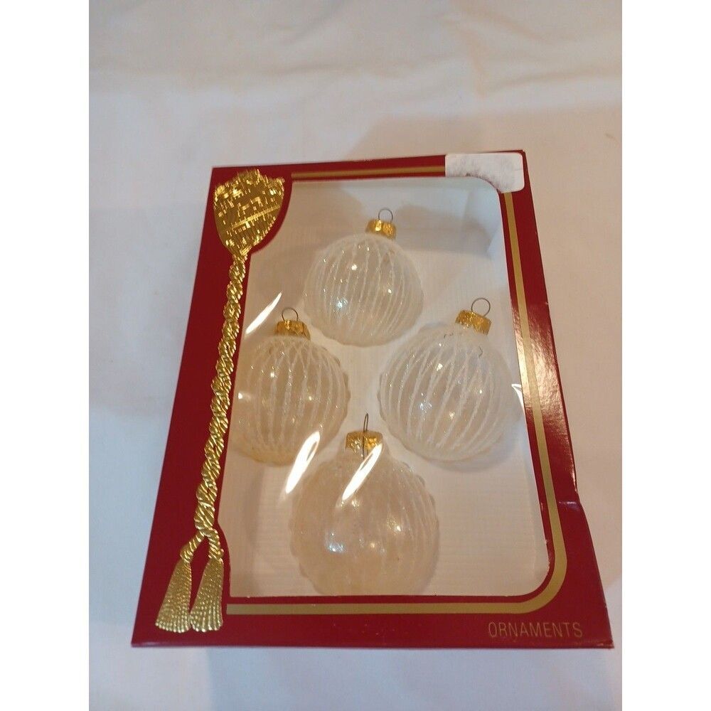 Rauch "The VICTORIA COLLECTION" Glass Christmas Ornaments w/ Gold Glitter 4 Pcs.
